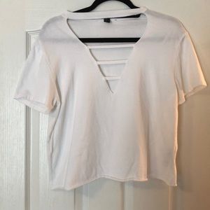 Forever21 white cut out tee shirt